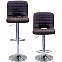 VISCOLOGIC Monoco Adjustable Height Leatherette Bar Stool (Set Of 2 Stools) - In Brown