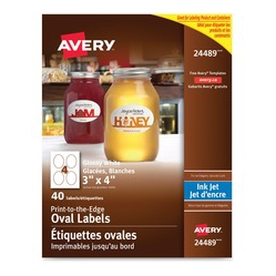 AVERY Glossy Oval Labels (24489) In White