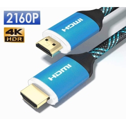KUNOVA Konex (Tm) Braided Black Glowing Light 25 Foot 25 Ft HDMI Cable 4K 60Hz, 2160P, HDr 3D High Speed With Ethernet In Blue