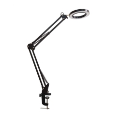 STANZ Magnifier Clamp Lamp Magnifying Led 5X Glass Metal Swing Arm Desk Lamp Dimming 3 Color Modes Glare-Free Memory Function