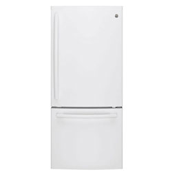 GE 30" 20.9 Cu. Ft. Bottom Mount Freezer Refrigerator with LED Lighting (GBE21AGKWW) -White-Open Box - Perfect Condition