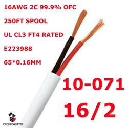 KONEX (Tm) 16Ga 16 Gauge 2 Conductors Pure Oxygen Free Copper Ul Cl3 Listed Ft4 In Wall Rated Speaker Cable Wire