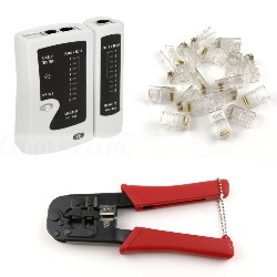 STANZ (Tm) Rj45 Cat5, Cat6 LAN Network Tool Kit, Cable Tester And Crimper + 50 Connectors Included