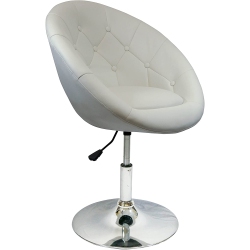 NICER INTERIOR Furniture Rounded Faux Leather Pu Height Adjustable Leisure Vanity Stool In - Single Stool In White