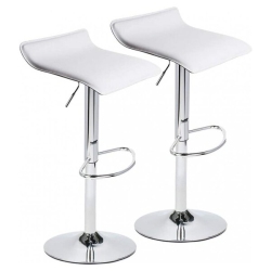 NICER INTERIOR Furniture Faux Leather Air Lift Adjustable Metal Bar Stool In - Set Of 2 In White