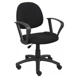 NICER INTERIOR Fabric Deluxe Posture Task Chair Computer Desk Chair Office Chair With Loop Arms In Black