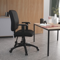 NICER INTERIOR Furniture Multi-Function Task Computer Desk Chair, Fabric, Adjustable Arms