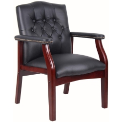 NICER INTERIOR Traditional Caressoft Vinyl Guest Chair Conference Room Side Chair In Black