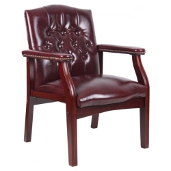 NICER INTERIOR Traditional Caressoft Vinyl Guest Chair Conference Room Side Chair In Burgundy