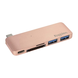 KOPPLEN Type-C USB Powered Multi Hub, 2X USB 3.0 Ports, Sd + Micro-Sd Card Reader Support Macbook - Aluminum Rose In Gold