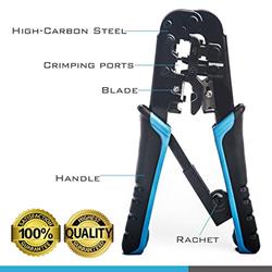 STANZ (Tm) Rj45 And Rj12, Rj11 Crimping Tool - Network Ratcheting Wire Crimper, Cutter, Striper for Cat5, Cat6 Coaxial Cables