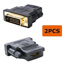 KONEX (Tm) 2 Pieces Plated HDMI Female to Dvi Male Or Dvi Male to HDMI Female Adapter Converter 2PCs Pack In Gold