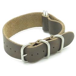 STRAPSCO Leather G10 Nato Zulu Watch Strap In Size 22MM In Brown