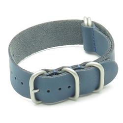 STRAPSCO Leather G10 Nato Zulu Watch Strap In Size 20MM In Blue