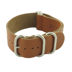 STRAPSCO 22MM Rust Leather G10 Nato Zulu Watch Strap With Matte Stainless Steel Rings In Multicolor