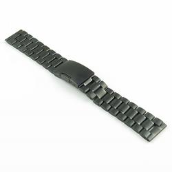 STRAPSCO Matte Solid Stainless Steel Watch Band for Seiko In Size 20MM In Black