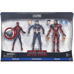 MARVEL Legends Captain America Civil War 6 Inch Action Figure 3-Pack Series - Spider-Man - Captain America - Iron Man