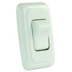 JR PRODUCTS 12005 Single Spst On-Off Switch With Bezel In White