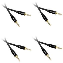 NYRIUS Premium 3.5MM Auxiliary Audio Cable (3 Feet) With Tangle Free Protective Shielding & Step Down Connector - 4 Pack