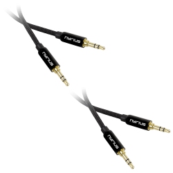 NYRIUS Premium 3.5MM Auxiliary Audio Cable (3 Feet) With Tangle Free Protective Shielding & Step Down Connector - 2 Pack