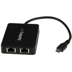 STARTECH USB-C to Dual Gigabit Ethernet Adapter With USB 3.0 Type-A Port (Us1Gc301Au2R)