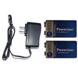 POWERIZER 9 Volt Li-Ion / Li-Po Charger + 2-Pack 9 Volt Lithium Ion Batteries (500 Mah)