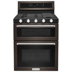 KitchenAid 30" 6.0 Cu. Ft. Double Oven 5-Burner Freestanding Gas Range (KFGD500EBS) - Black Stainless