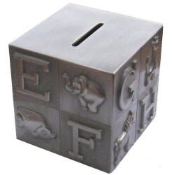ELEGANCE Pewter Plated Abc Block Bank