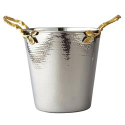 ELEGANCE Gilt Leaf Bucket (Gold Finish Leaf/hammered Steel) In Champagne