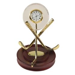 ELEGANCE Crystal Hockey Clock With Wood Base