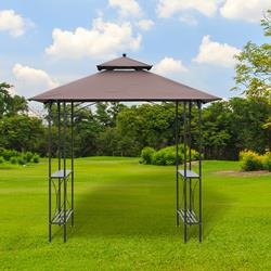 OUTSUNNY 8X5Ft Bbq Tent With 2-Tires Shelf Coffee