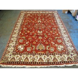 AHMEDANI Exclusive Fire Flies Designed Copper Wool Silk Hand Knotted Carpet 9.7' X 6.1' Area Rug - Copper/ In Ivory