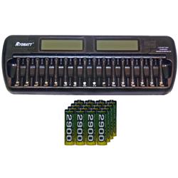 ACCUPOWER 16 Bay Aa / Aaa Lcd Battery Charger + 32 Aa 2900 Mah Nimh Batteries
