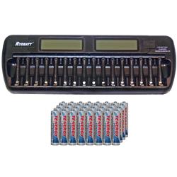 TENERGY 16 Bay Aa / Aaa Lcd Battery Charger + 32 Aaa 1000 Mah Nimh Batteries