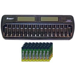 ACCUPOWER 16 Bay Aa / Aaa Lcd Battery Charger + 32 Aaa 1200 Mah Nimh Batteries