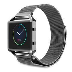 STRAPSCO Stainless Steel Milanese Mesh Loop for Fitbit Blaze In Long Length In Black