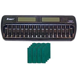 RYDBATT 16 Bay Aa / Aaa Lcd Battery Charger + 16 Aa 2700 Mah Nimh Batteries