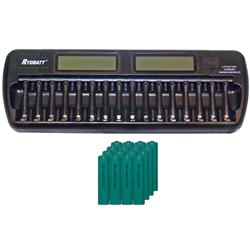 RYDBATT 16 Bay Aa / Aaa Lcd Battery Charger + 16 Aaa 1200 Mah Nimh Batteries