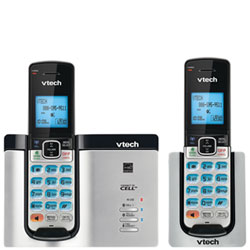 VTech 2-Handset Bluetooth Cordless Phone with Mobile Notifications (DS6611-2) - Silver