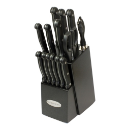 OCEANSTAR Ks1194 Contemporary 15-Piece Knife Set With Block Elegant In Black