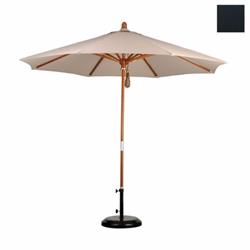 CALIFORNIA UMBRELLA Mare908-Sa08 9 Ft. Wood Market Umbrella Pulley Open Marenti Wood-Pacifica-Black