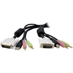 STARTECH 15Ft 4-In-1 USB Dual Link Dvi-D Kvm Switch Cable W/ Audio & Microphone