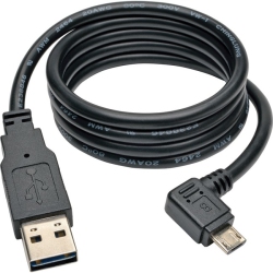 TRIPP LITE Reversible USB Charge Cable A to Right Angle 5-Pin Micro B 3Ft