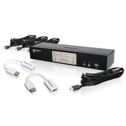 IOGEAR 4-Port HDMI Kvmp With Displayport Adapters Bundle