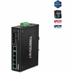 TRENDNET Ti-Pg541I 6-Port Hardened Industrial Gigabit Poe+ Layer 2 Managed Din-Rail Switch (Ti-Pg541I)