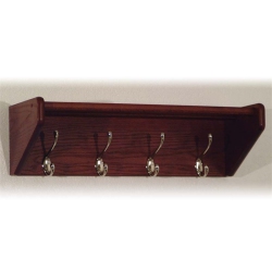 WOODEN MALLET 24Hcrnmh 4 Hook Shelf In - Nickel In Mahogany