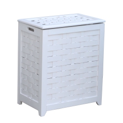 OCEANSTAR Rhv0103W-White Finished Laundry Hamper With Interior Bag