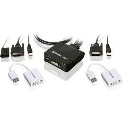 IOGEAR 2-Port USB Dvi Cable Kvm With Displayport Adapters Bundle