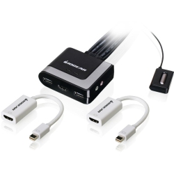 IOGEAR 2-Port HD Cable Kvm With Minidisplayport Adapters Bundle