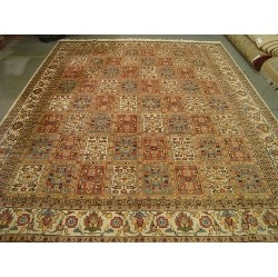 AHMEDANI Bakhtiari Pestal Flower All Over Rectangle Area Rug Wool Silk Hand Knotted Carpet (12.1 X 9.2)'